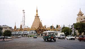 The Sule Pagoda in central Yangon