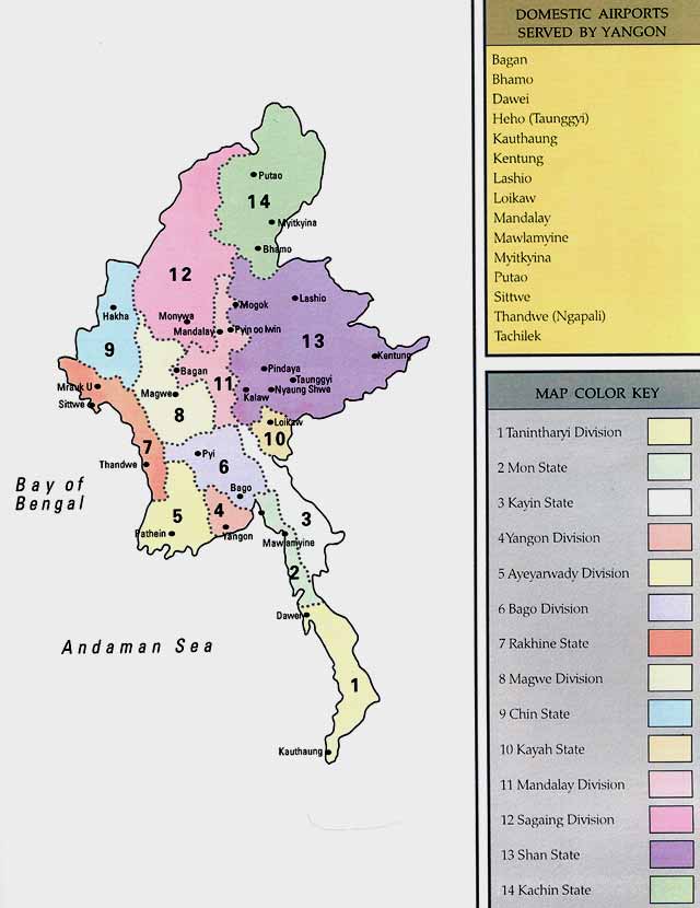 Map of Myanmar (Burma)