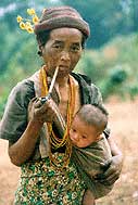 Smoking hill-tribe woman