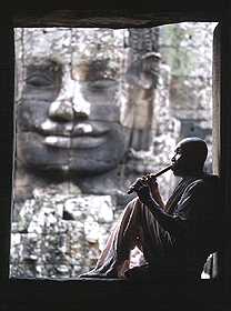 Flute playing monk