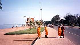 Monks at Phnom Penh Prominade