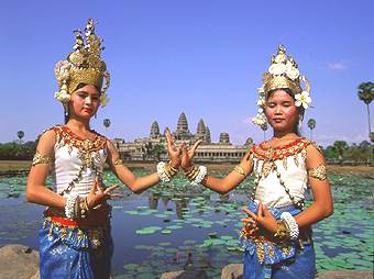 Dancing Girls in front of Angkor Wat