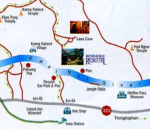 Karte vom River Kwai Jungle Rafts und Resotel
