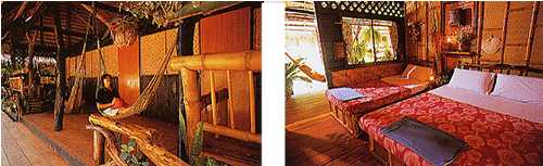 The simple but cozy rooms of the Jungle Raft, there is no electricity - only petrol lamps at night.