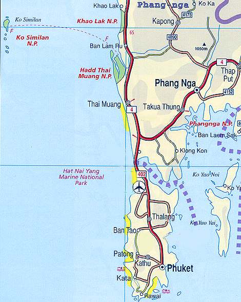 map of phuket, phang nga and khao lak