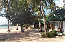 Die Bungalows liegen nahe am Sandstrand
