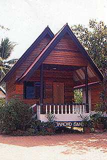 Die Bungalows sind reihenfoermig angelegt.