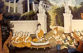 Buddhist wall painting of Wat Doi Suthep in Chiang Mai