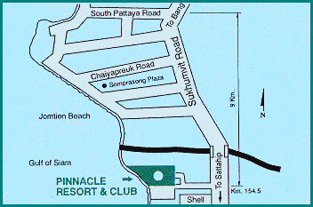 Pattaya Hotels, Pinnacle Resort and Club Jomtien - Karte